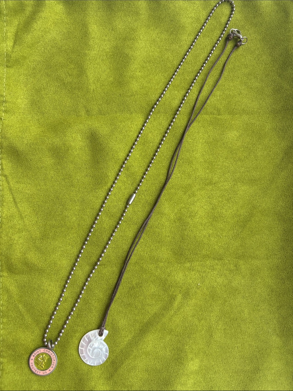 Silver Pendant St Christopher Medal & Bali Real Shell Necklace